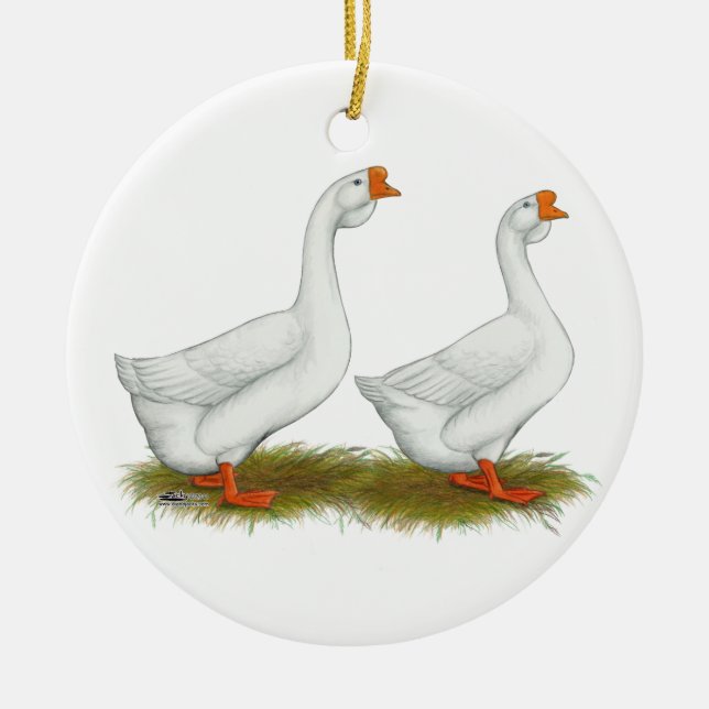 White African Geese Ceramic Tree Decoration (Front)
