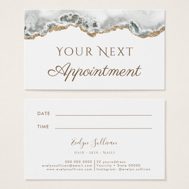White Agate Appointment Card (Front & Back)