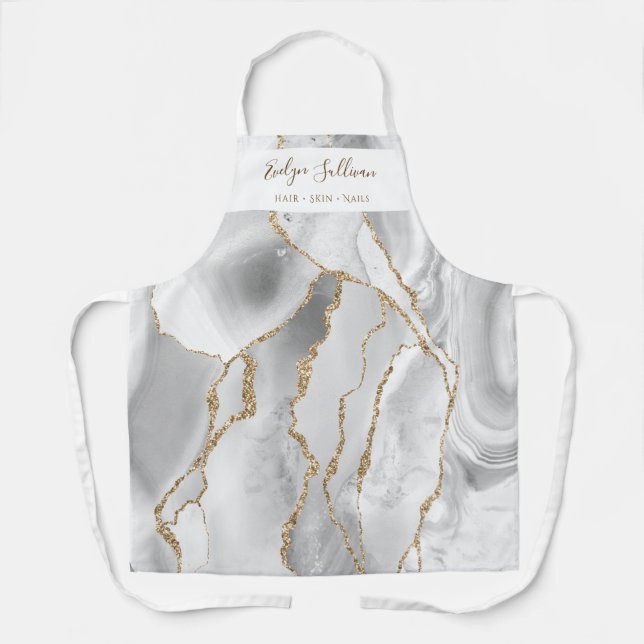 white agate beauty professional apron (Front)