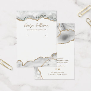 White agate jewellery display card