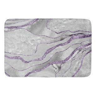White Agate Lavender Glitter Glam #1 Bath Mat