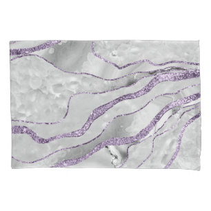 White Agate Lavender Glitter Glam #1  Pillowcase