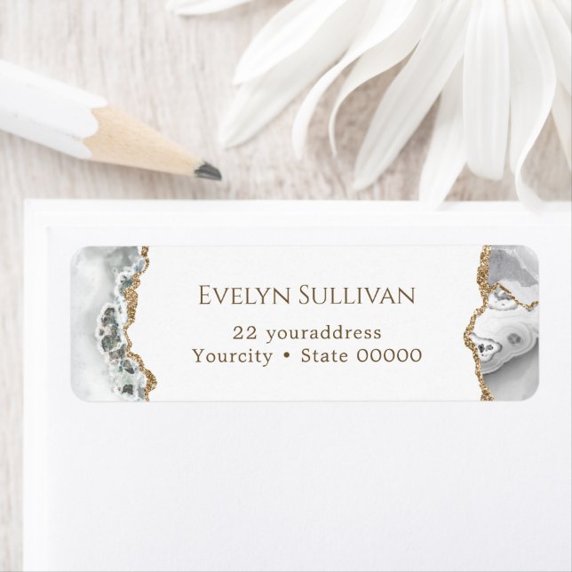 White agate return address label (Insitu)