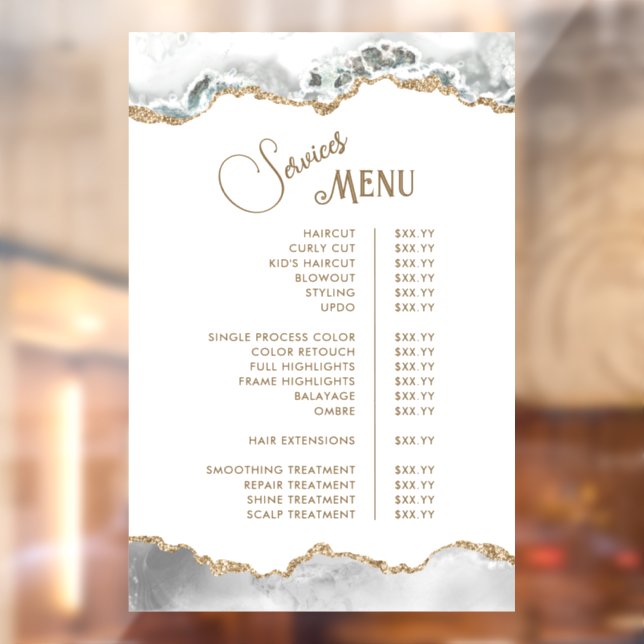 White Agate Services Menu (Sheet 2)