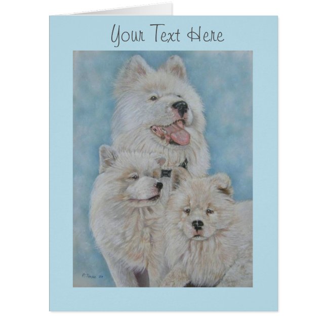 white akita long coat dog portrait original art (Front)