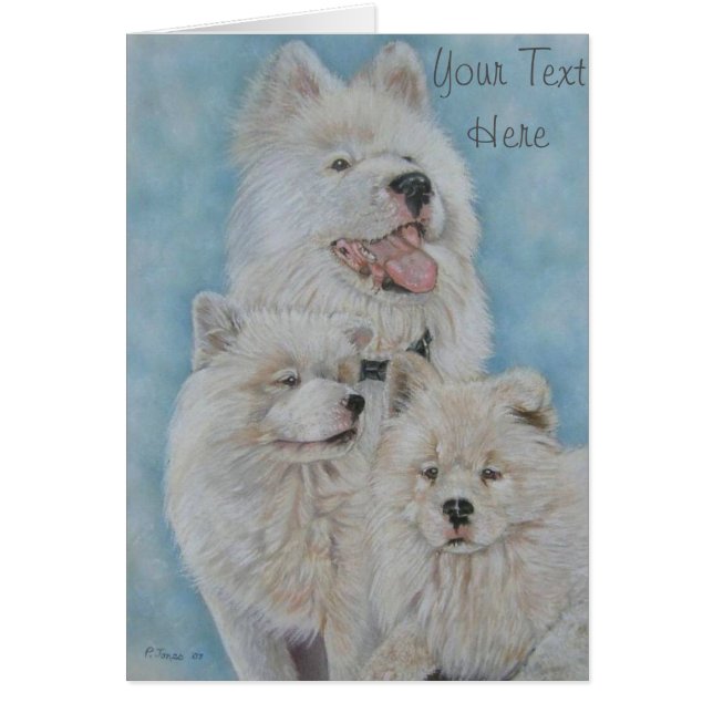 white akita long coat dog portrait original art (Front)