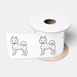 White Alaskan Klee Kai Cute Cartoon Dog Satin Ribbon
