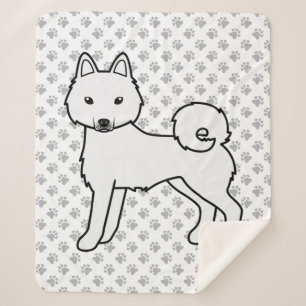White Alaskan Klee Kai Cute Cartoon Dog Sherpa Blanket