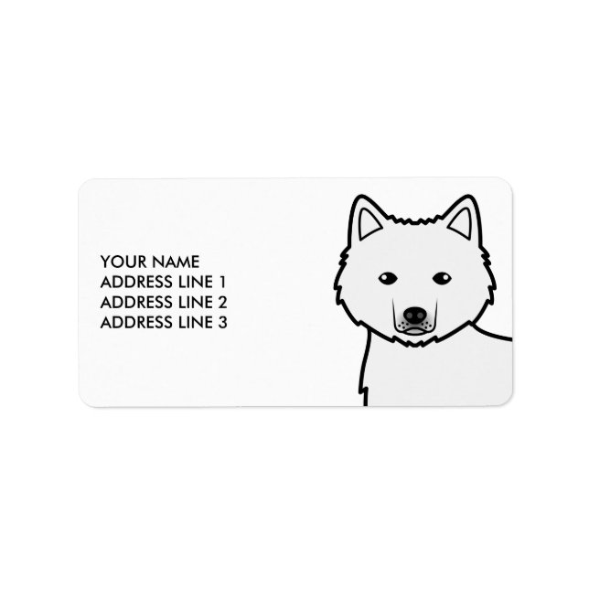 White Alaskan Malamute Cartoon Dog & Custom Text Label (Front)