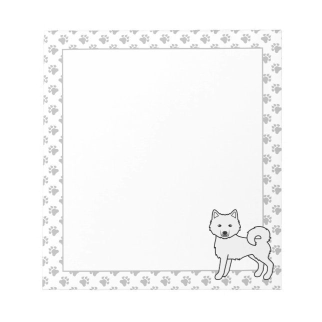 White Alaskan Malamute Cute Cartoon Dog Notepad (Front)