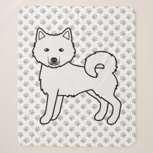 White Alaskan Malamute Cute Cartoon Dog Sherpa Blanket
