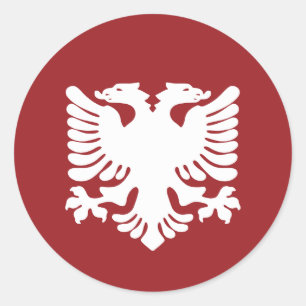 White Albanian Eagle on Red Background Sticker