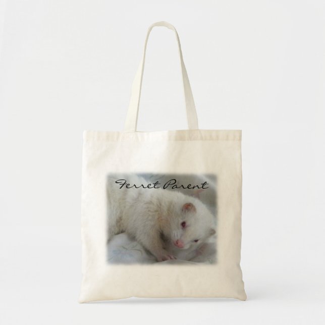 White Albino Ferret Picture Tote Bag (Front)