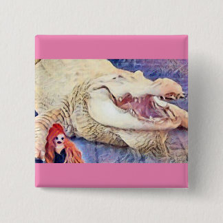 White Alligator & Pixie Friend 15 Cm Square Badge