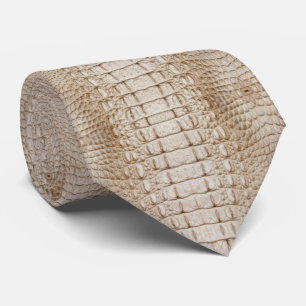 White Alligator Print neck tie