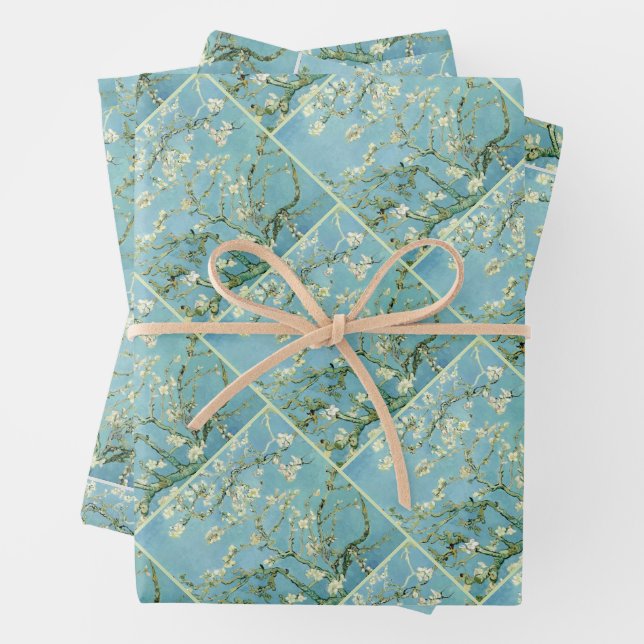 White almond blossom by Vincent Van Gogh Wrapping Paper Sheet (In situ)