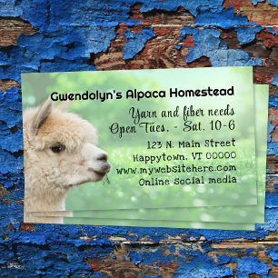 White Alpaca Knitting Fiber Business Card