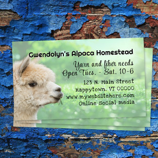 White Alpaca Knitting Fiber Business Card