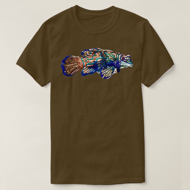 White Alternate Design of a Mandarinfish T-Shirt (Design Front)