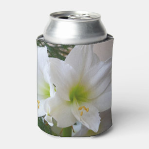 White Amaryllis and Christmas Tree Can Cooler