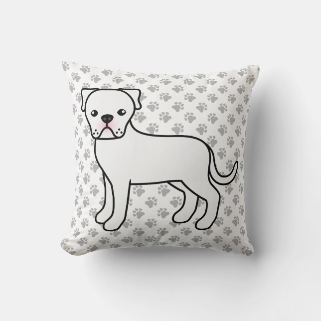 White American Bulldog Cute Cartoon Dog Cushion (Front)