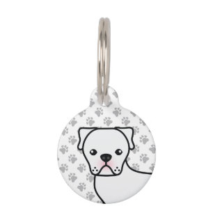 White American Bulldog Cute Cartoon Dog Pet Tag
