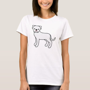White American Bulldog Cute Cartoon Dog T-Shirt
