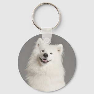 White American Eskimo Puppy Dog Keychain