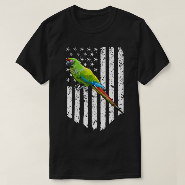 White American Flag Military Macaw Bird 4th Of Jul T-Shirt (Design Front)