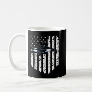White American Flag Orca Killer Whale 4th Of July  Coffee Mug