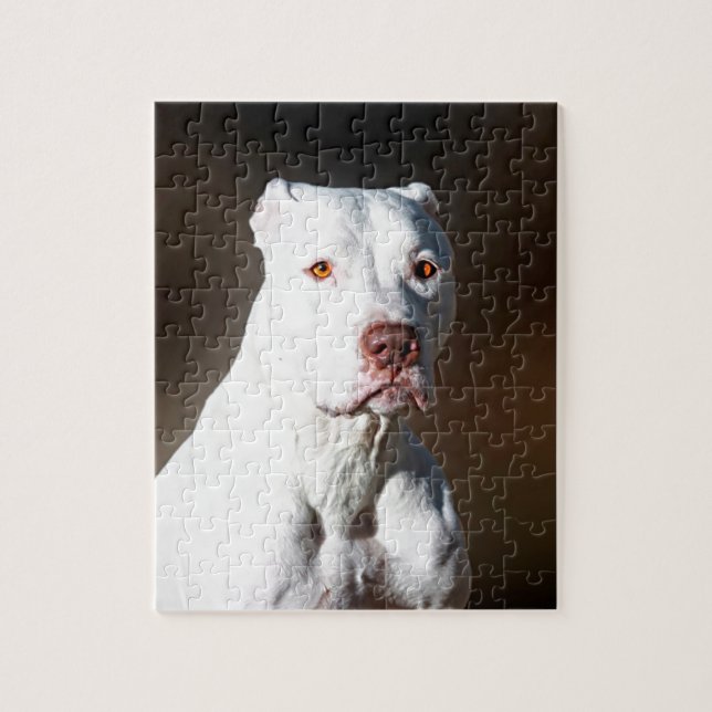 White American Pitbull Terrier Rescue Dog Jigsaw Puzzle (Vertical)