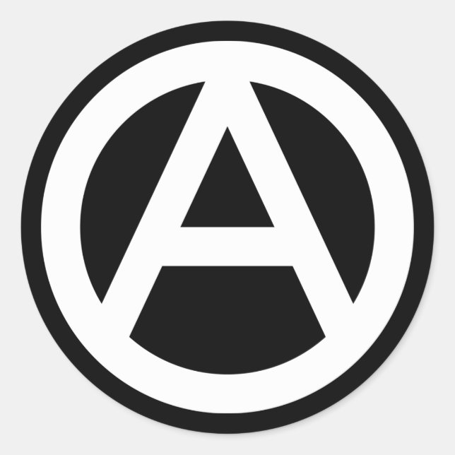 WHITE Anarchy symbol Classic Round Sticker (Front)