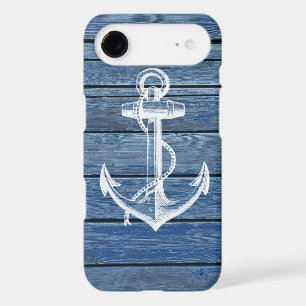 White Anchor And Vintage Blue Wood