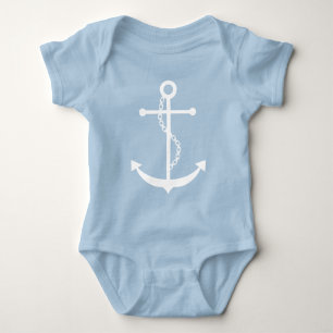 White Anchor Baby Bodysuit