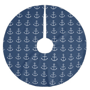 White Anchor Brushed Polyester Tree Skirt