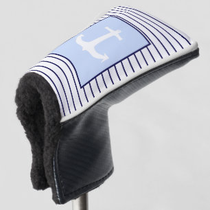White Anchor Captain Blue Stripes Sea Ocean Golf Head Cover