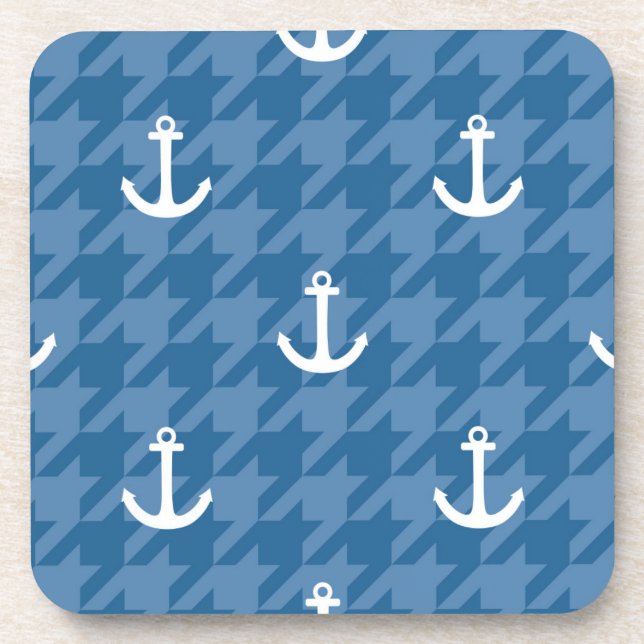 White Anchor Pattern Coaster (Front)