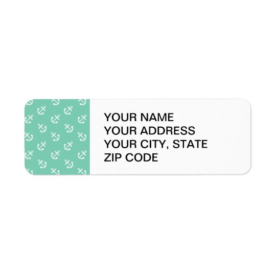 White Anchors Lucite Green Background Pattern Return Address Label