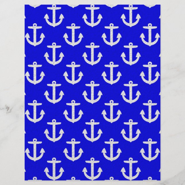 White Anchors On Blue Background (Front)