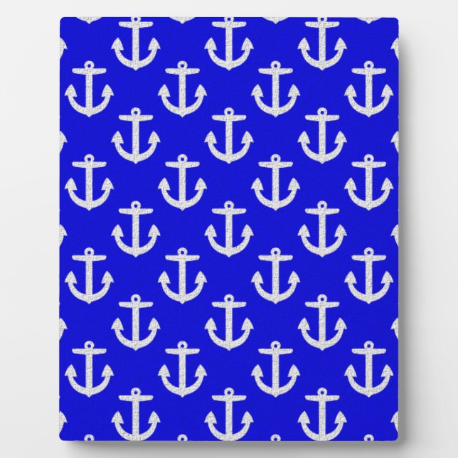 White Anchors On Blue Background Plaque (Front)