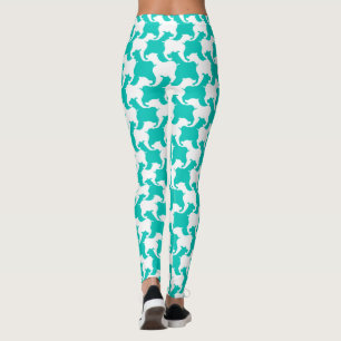 White and aqua colour Houndstooth dogs leggings