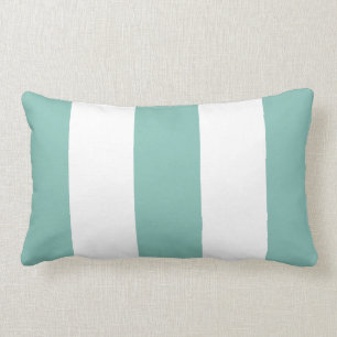 White and Aqua Stripe Pillow