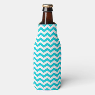 White and Aqua Zig Zag Pattern Bottle Cooler