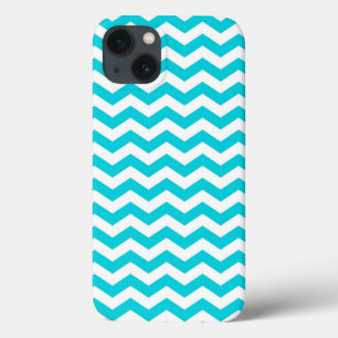 White and Aqua Zig Zag Pattern iPhone 13 Case