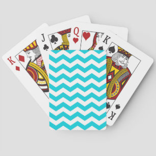 White and Aqua Zig Zag Pattern Playing Cards