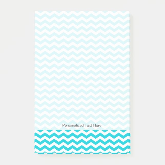 White and Aqua Zig Zag Pattern Post-it Notes (Front)