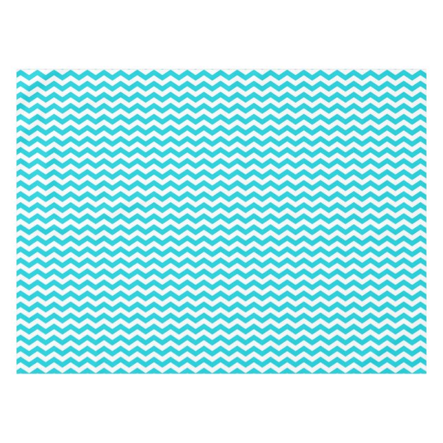 White and Aqua Zig Zag Pattern Tablecloth (Front (Horizontal))