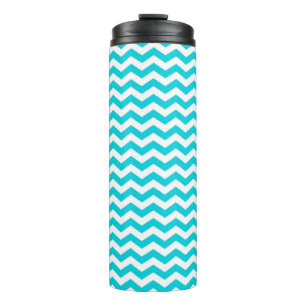 White and Aqua Zig Zag Pattern Thermal Tumbler