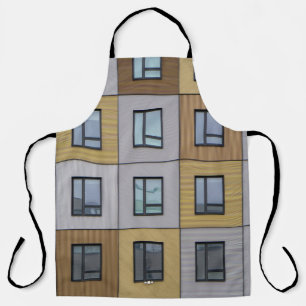 White and beige building windows apron
