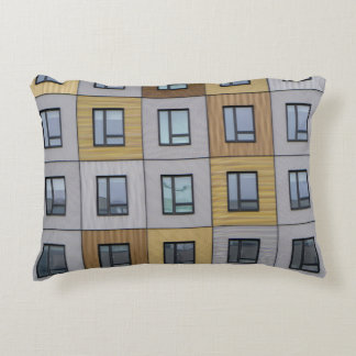 White and beige building windows decorative cushion